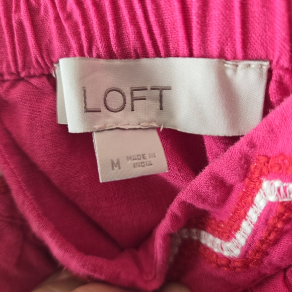 LOFT Bright Pink Midi Dress with Embroidered Tiered Square Neck Size M - Picture 2 of 7